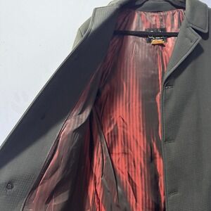 Vintage Quality Brand Outerwear Black Car Coat‎ Red Striped Lining Mens Size 38